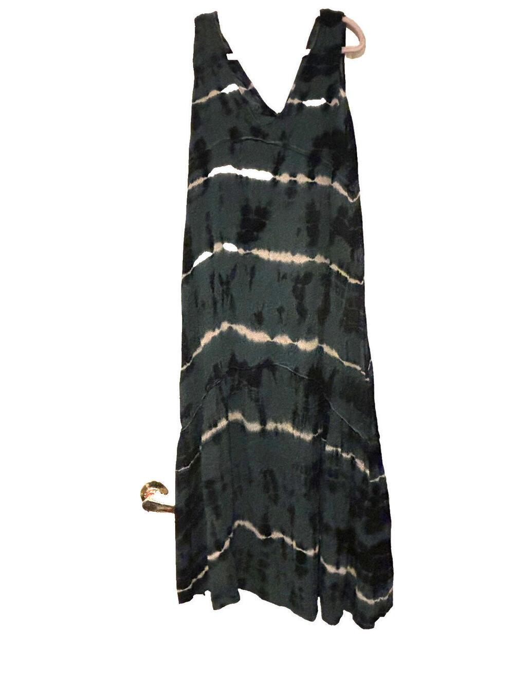 Young Broke Fabulous green tie dye maxi dress sleeveless sz M boho #3409
